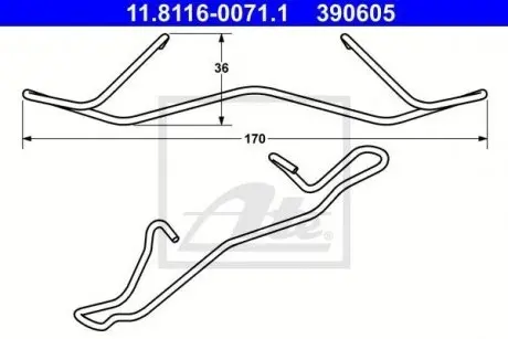 Планка суппорта (переднего) прижимная (к-кт) VW Caddy III 1.2-2.0TDI 04-15 (Teves) ATE 11811600711