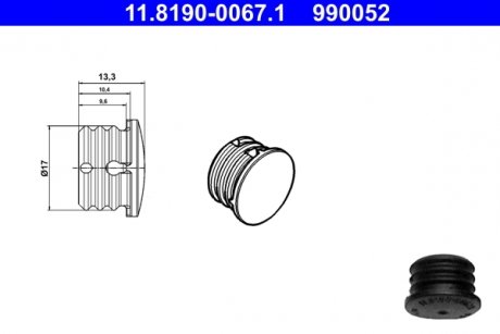 Заглушка пыльника направляющей суппорта d=17mm ATE 11.8190-0067.1