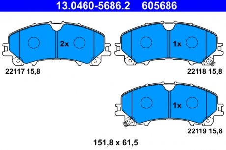 Колодки тормозные (передние) Nissan X-Trail/Infiniti Q50 13-/Renault Koleos 16- (Akebono) ATE 13046056862