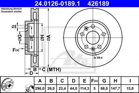 Диск гальмівний (передній) Renault Megane IV 18-/Talisman 15- (296x26) ATE 24.0126-0189.1