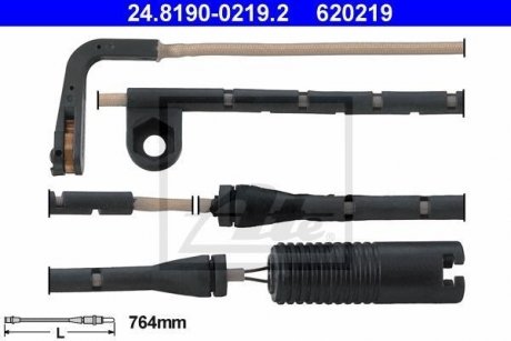 Датчик зносу гальмівних колодок (передніх) BMW 5 (E39) 95-04 (L=764mm) ATE 24.8190-0219.2