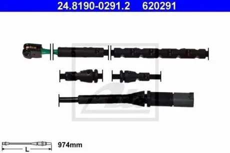Датчик износа тормозных колодок (передних) BMW X5 (E70)/X6 (E71/E72) 08-14 (L=974mm) ATE 24819002912
