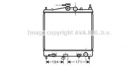 Радиатор охлаждения двигателя Nissan Micra 1,2i 1,4i AT 03>10, Note 1,4i 1,6i A AVA COOLING DNA2248