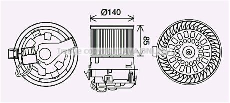 Вентилятор обігрівача салону Citroen C3 (16-)/Peugeot 2008 (13-) AVA AVA COOLING PE8558