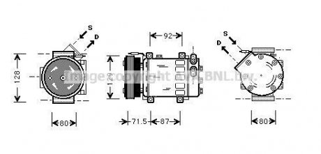 Компрессор кондиционера DACIA LOGAN (2005)/ RENAULT MEGANE (1996) AVA COOLING RTAK281 (фото 1)