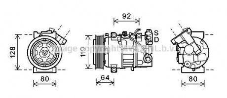 Компрессор кондиционера RENAULT MEGANE 2.0i/SCENIC 1.9DCi AVA COOLING RTAK492 (фото 1)