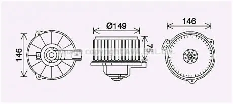 Вентилятор обігрівача салону Toyota Corolla (00-) 1.3i 1.4i 1.6i 1.8i AVA AVA COOLING TO8735