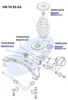 Комплект проставок задней пружины (верх низ), VW T4, 91-03 BELGUM PARTS BG2211