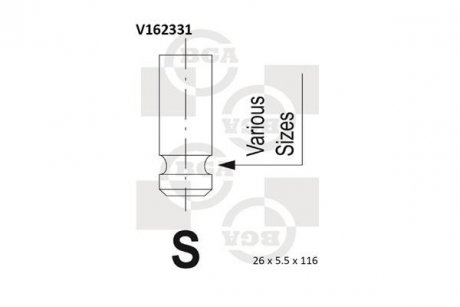 Клапан двигуна випуск. Honda Civic 98- 1.4-1.8 (116x26x5.5) BGA V162331