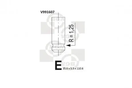 Клапан двигуна впуск. Aveo 05- 1.2/Matiz 98- 0.8-1.0 (110.5x37.5x5.5) BGA V991607