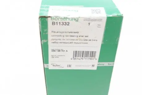 Вкладиші шатунні VW Jetta/Polo 1.6 10- Borsehung B11332