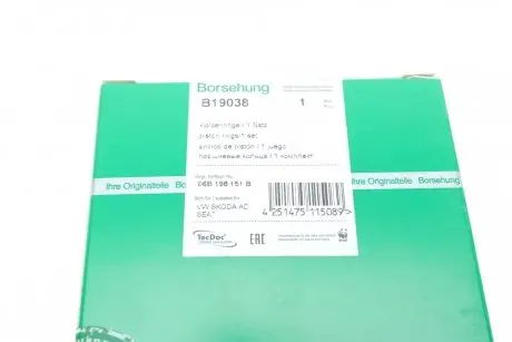 Кільця поршневі VW Passat 1.8 96- (81.01mm/STD) (1.5-1.75-2) (OE VAG) Borsehung B19038