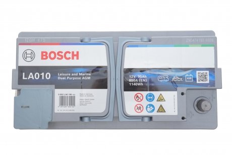 Акумуляторна батарея 95Ah/850A (353x175x190/+R/B13) (Dual Purpose AGM) BOSCH 0092LA0100