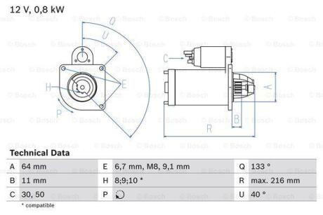 Стартер BOSCH 0986021590