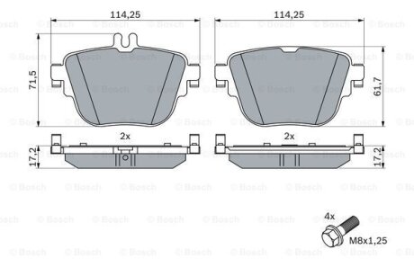 Колодки гальмівні (задні) MB E-class (W213/S213) 16- BOSCH 0986424859