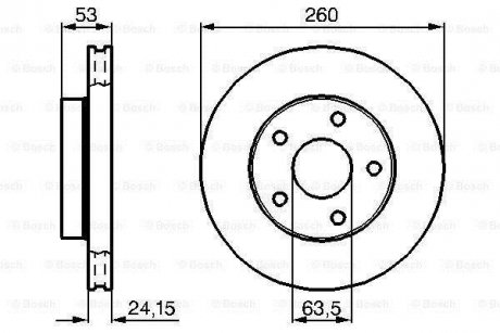 Диск гальмівний (передній) Ford Scorpio 1.8-2.9 85-94 (260x24.4) BOSCH 0 986 478 195 (фото 1)