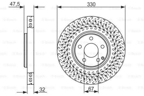 Диск тормозной (передний) MB E-class (W211/S211) 03-09 (330x32) (вентил./перф.) BOSCH 0986479334