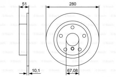 Диск гальмівний (задній) BMW 2 (F44-46)/X1 (F48) /i3 Hybrid 13- (280x10) BOSCH 0 986 479 C92 (фото 1)