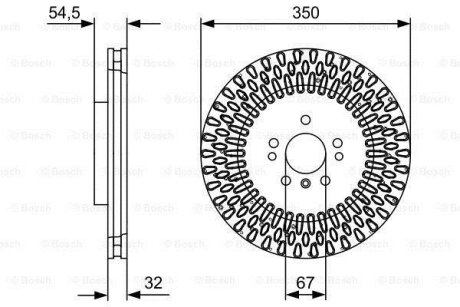 Диск тормозной (передний) MB M-class (W166) 11-15/GLE (W166) 15-19 (350x32) (с отверстиями) (вент.) BOSCH 0986479D09