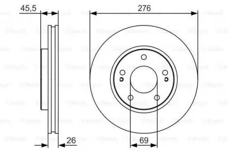 Диск гальмівний MITSUBISHI Lancer/Space Runner \'\'F \'\'1,6-2,4 \'\'99-08 PR2 BOSCH 0986479S00