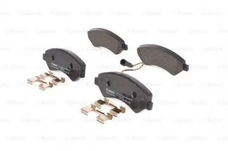 Колодки тормозные (передние) Citroen Jumper/Fiat Ducato/Peugeot Boxer 2.0-3.0HDi 06-R16(+датчик) BOSCH 0986494589
