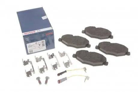 Колодки тормозные (передние) MB E-class (W211/S211) 02-09 (+датчики) (с прижимной пластиной) BOSCH 0 986 494 647