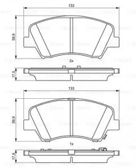 Колодки гальмівні (передні) Hyundai Elantra 10-/ i30 11-/ Kia Ceed/Cerato 12- R15 BOSCH 0 986 494 712