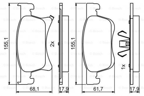 ГАЛЬМІВНІ КОЛОДКИ, ДИСКОВІ BOSCH 0986494823