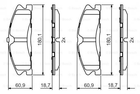 Комплект гальмівних колодок з 4 шт. дисків BOSCH 0986495399 (фото 1)