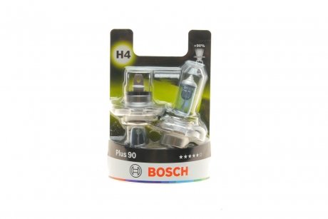 Лампа розжарювання H4 12V 60/55W P43t +90 (комплект) BOSCH 1 987 301 422