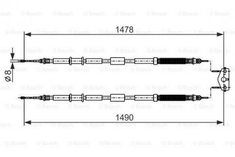 Трос ручника Opel Corsa D/E 09- (1478/1490mm) BOSCH 1 987 482 282