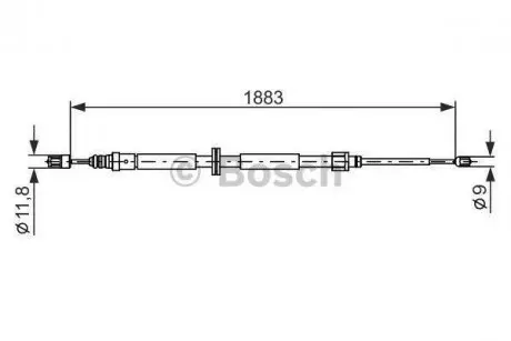 Трос ручника (задний) Renault Megane III 08- (1883/1062mm) BOSCH 1 987 482 302