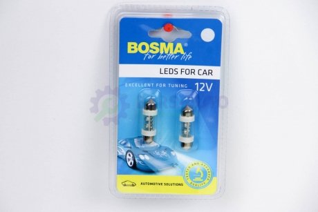 Автолампа SV8,5 LED 12V 4XSTANDARD LED WHITE 10X36 (2 шт) Bosma 2892 (фото 1)