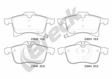 Колодки тормозные (передние) Opel Combo 01- (Ate) BRECK 23832 00 702 10