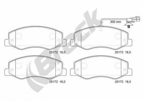 Колодки гальмівні (задні) Renault Master 10- (спарка)/(з датчиком) BRECK 25172 00 703 10