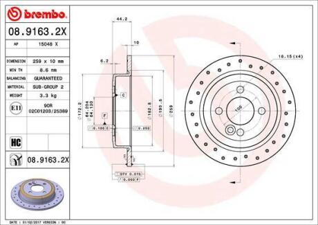 Гальмівний диск BREMBO 0891632X