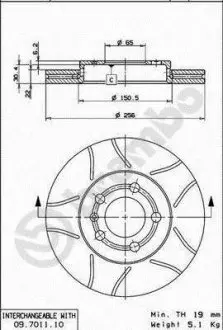 Диск гальмівний BREMBO 09.7011.75