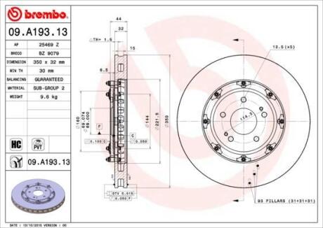 Гальмівний диск складається з двох частин BREMBO 09A19313