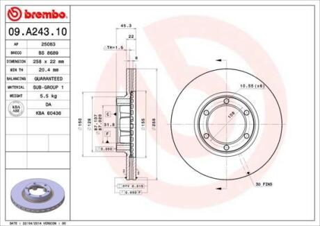 Гальмівний диск BREMBO 09A24310