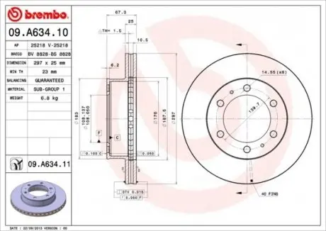Диск гальмівний BREMBO 09.A634.10