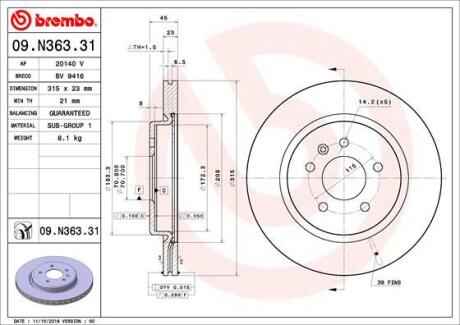 Гальмівний диск BREMBO 09N36331