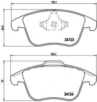 Гальмівні колодки пер. Mondeo 07-/Volvo S60/V60 10-/V70 02-/XC 70 08- BREMBO P 44 020