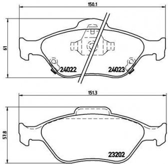 Комплект гальмівних колодок з 4 шт. дисків BREMBO P83085 (фото 1)