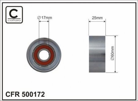 Ролик паска приводного Renault Duster, Dacia Logan 1.4/1.6 09- 60x17x25 CAFFARO 500172 (фото 1)