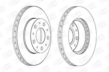 Диск тормозной передний (кратно 2шт.) Fiat Ducato (02-)/Peugeot Boxer (02-)/Citroen Jumper (02-) CHAMPION 561969CH (фото 1)