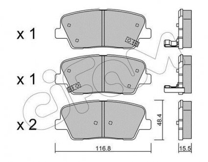 Гальмівні колодки зад. Santa Fe II/III 06-/Sorento II/III 09- (mando) (117x48,3x15,5) CIFAM 822-901-0 (фото 1)