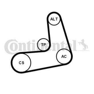 Комплект поліклинових ременів (Contitech) CONTINENTAL 6PK986K1