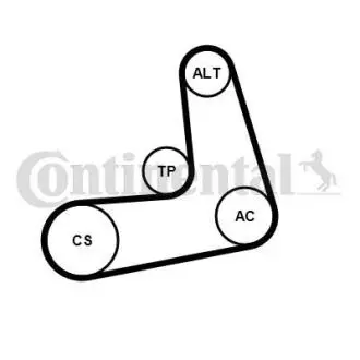 Комплект поліклинових ременів (Contitech) CONTINENTAL 6PK986K1