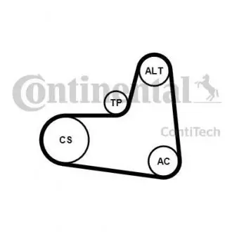 Комплект ремня генератора Skoda Roomster/Fabia 1.4TDi 03-10/VW Fox/Lupo/Polo 1.2/1.4TDI 99-09 CONTINENTAL 6PK995K1