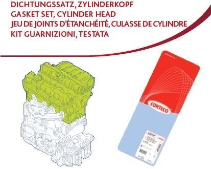 Комплект прокладок, головка циліндра OPEL Z12XE/Z12XEP/Z14XEP 08.2004- (вир-во) CORTECO 417292P